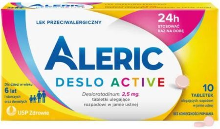 Aleric Deslo Active 2,5 mg, dla dzieci w wieku 6 lat i starszych oraz osób dorosłych, 10 tabletek