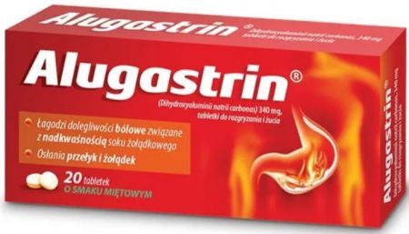 Alugastrin 340 mg, 20 tabletek do rozgryzania i żucia