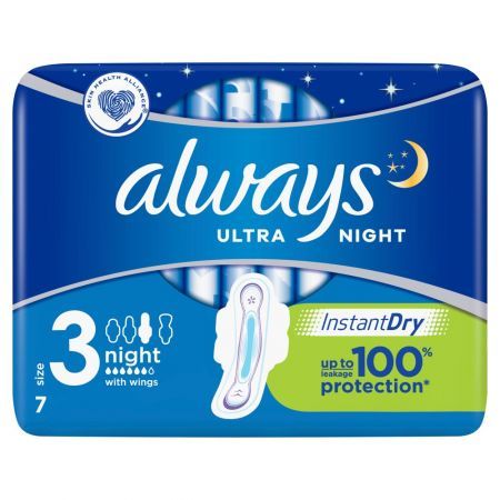Always Ultra Night, podpaski ze skrzydełkami, 7 sztuk