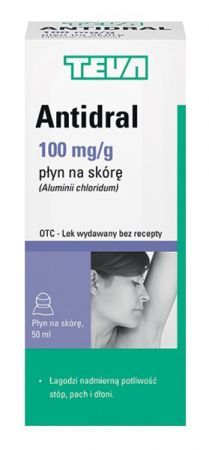 Antidral 100 mg/g, płyn na skórę na potliwość, 50 ml
