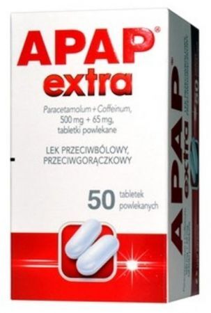 Apap Extra 500 mg + 65 mg, 50 tabletek powlekanych