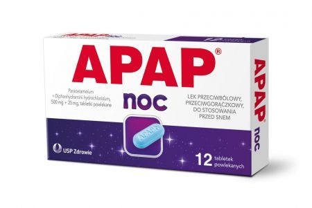 Apap Noc 500 mg + 25 mg, 12 tabletek powlekanych