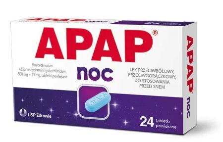 Apap Noc 500 mg + 25 mg, 24 tabletki powlekane