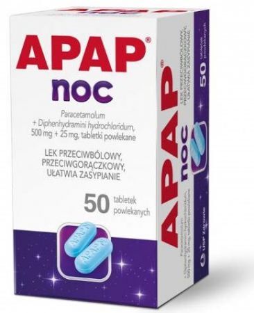 Apap Noc 500 mg + 25 mg, 50 tabletek