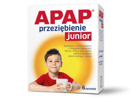 Apap Przeziębienie Junior 300 mg + 20 mg + 5 mg, 6 saszetek