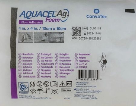 Aquacel Ag Foam, opatrunek przylepny, 10 x 10 cm, 1 sztuka