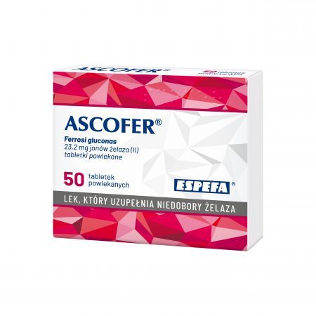 Ascofer 200 mg, na niedobór żelaza, 50 tabletek powlekanych