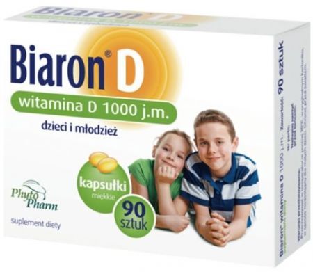 Bioaron D Witamina D 1000 j.m, dla dzieci i młodzieży, 90 kapsułek