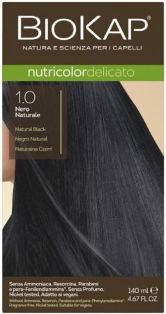 Biokap Nutricolor Delicato, farba do włosów, 1.0 naturalna czerń, 140 ml
