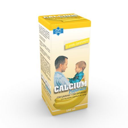 Calcium Polfarmex 114 mg/ 5 ml, syrop, smak bananowy, 150 ml