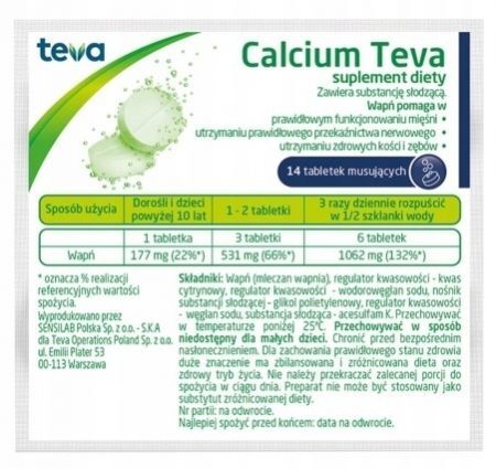 Calcium Teva, 14 tabletek musujących