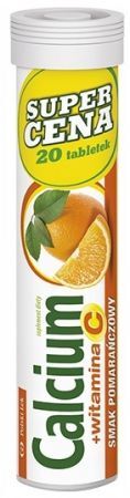 Calcium + Witamina C smak pomarańczowy, 20 tabletek musujących