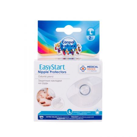 Canpol Babies EasyStart, silikonowe osłonki piersi L, 2 sztuki