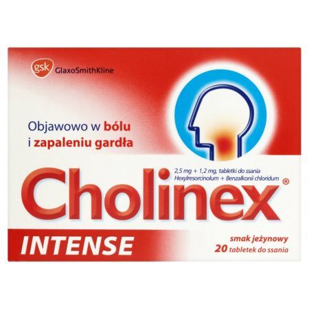 Cholinex Intense 2,5 mg + 1,2 mg, smak jeżynowy, 20 tabletek do ssania