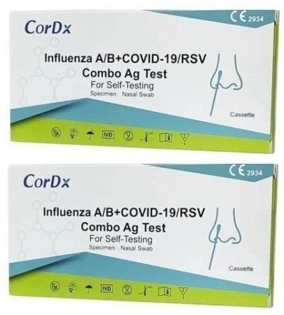 CorDx Test na grypę antygenowy A/B + Covid-19/RSV Combo, 2 sztuki