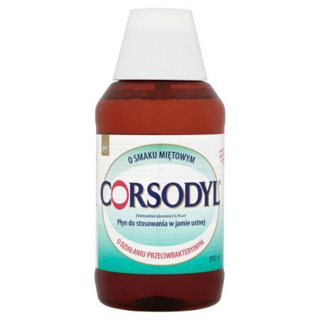 Corsodyl 0,2%, płyn do stosowania w jamie ustnej o smaku miętowym, 300 ml