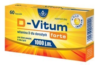 D-Vitum Forte 1000 j.m., dla dzieci powyżej 6. roku życia oraz osób dorosłych, 60 kapsułek