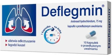 Deflegmin 75 mg, na zapalenie płuc i oskrzeli, 10 kapsułek o przedłużonym uwalnianiu