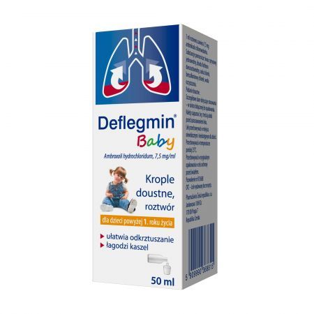 Deflegmin Baby 7,5 mg/ ml, na zapalenie płuc i oskrzeli, krople doustne, 50 ml