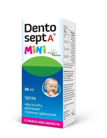Dentosept A Mini, spray do jamy ustnej na ząbkowanie i bolesne afty od 1 dnia życia, 30 ml