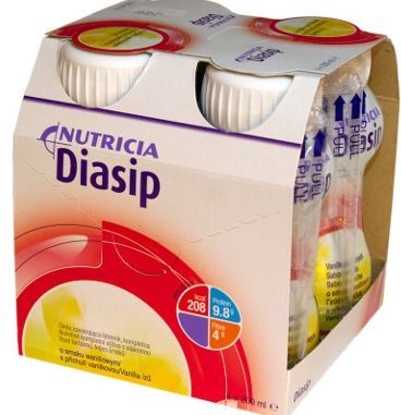 Diasip, preparat odżywczy dla diabetyków o smaku waniliowym, 4 butelki x 200 ml