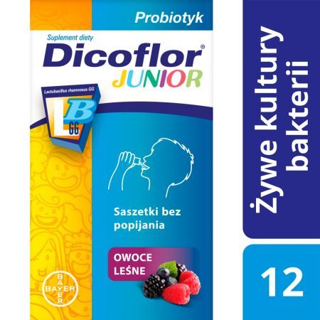 Dicoflor Junior, probiotyk od 3 roku życia, 12 saszetek