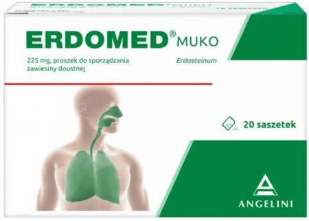 Erdomed Muko 225 mg, na kaszel, proszek do sporządzania zawiesiny doustnej, 20 saszetek
