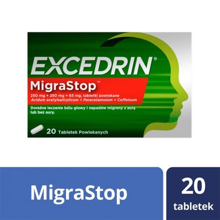 Excedrin MigraStop 250 mg + 250 mg + 65 mg, 20 tabletek powlekanych