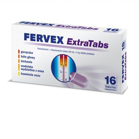 Fervex ExtraTabs 500 mg + 4 mg, 16 tabletek powlekanych