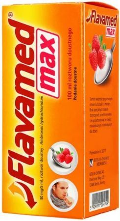Flavamed Max 30 mg/ 5 ml, roztwór doustny, smak malinowy, 100 ml
