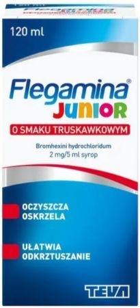 Flegamina Junior o smaku truskawkowym, 2 mg/5 ml, syrop, 120 ml