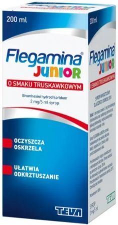 Flegamina Junior o smaku truskawkowym, 2 mg/5 ml, syrop, 200 ml