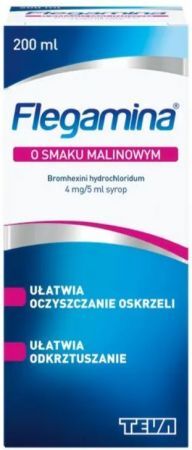 Flegamina o smaku malinowym, 4 mg/ 5 ml, syrop, 200 ml