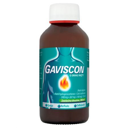 Gaviscon o smaku mięty (500 mg + 267 mg + 160 mg)/ 10 ml, zawiesina doustna, 300 ml