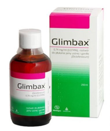 Glimbax 0,74 mg/ ml, roztwór do płukania jamy ustnej i gardła, 200 ml
