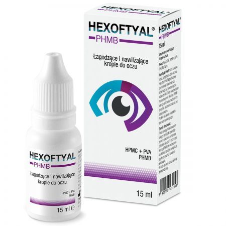 Hexoftyal PHMB, łagodzące i nawilżające krople do oczu, 15 ml