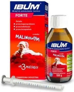 Ibum Forte 200 mg/ 5 ml, zawiesina doustna dla dzieci od 3 miesiąca o smaku malinowym, 100 g