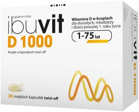 Ibuvit D 1000, witamina D dla dzieci powyżej 1 roku, młodzieży i dorosłych, 30 kapsułek