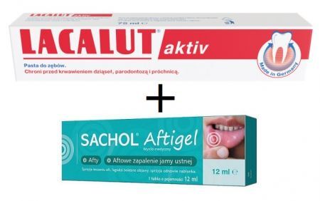 Lacalut Aktiv, pasta do zębów + Sachol Aftigel, GRATIS