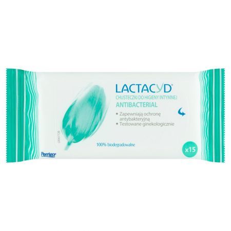 Lactacyd Antibacterial, chusteczki do higieny intymnej, 15 sztuk