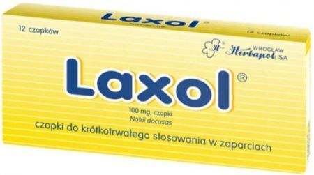 Laxol 100 mg, na zaparcia, 12 czopków doodbytniczych