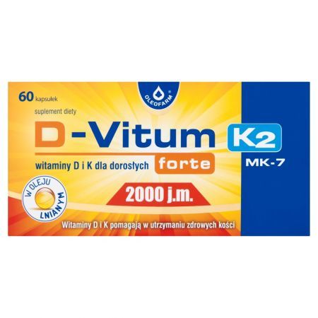 Oleofarm D-Vitum Forte 2000 j.m. K2 MK-7, 60 kapsułek