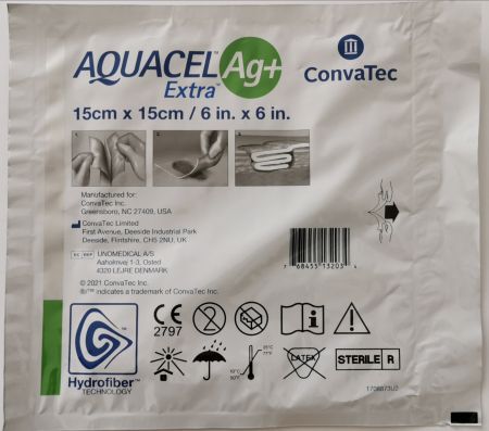Opatrunek Aquacel Ag + Extra, 15 x 15 cm, 1 sztuka