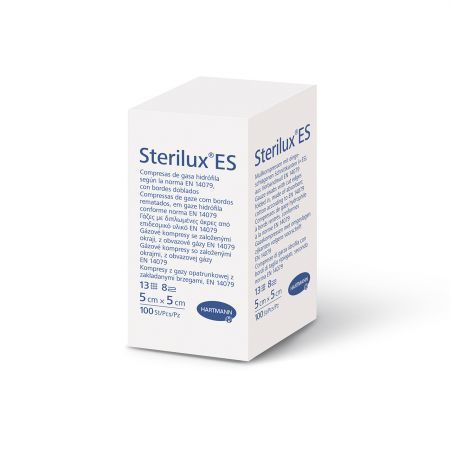 Sterilux ES, kompresy niejałowe z gazy, 13-nitkowe, 8-warstwowe, 5 cm x 5 cm, 100 sztuk